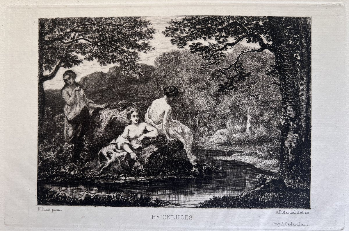 A.-P. Martial (Adolphe-Martial Potémont, dit) d'après Narcisse Diaz, Baigneuses, eau-forte-photo-4