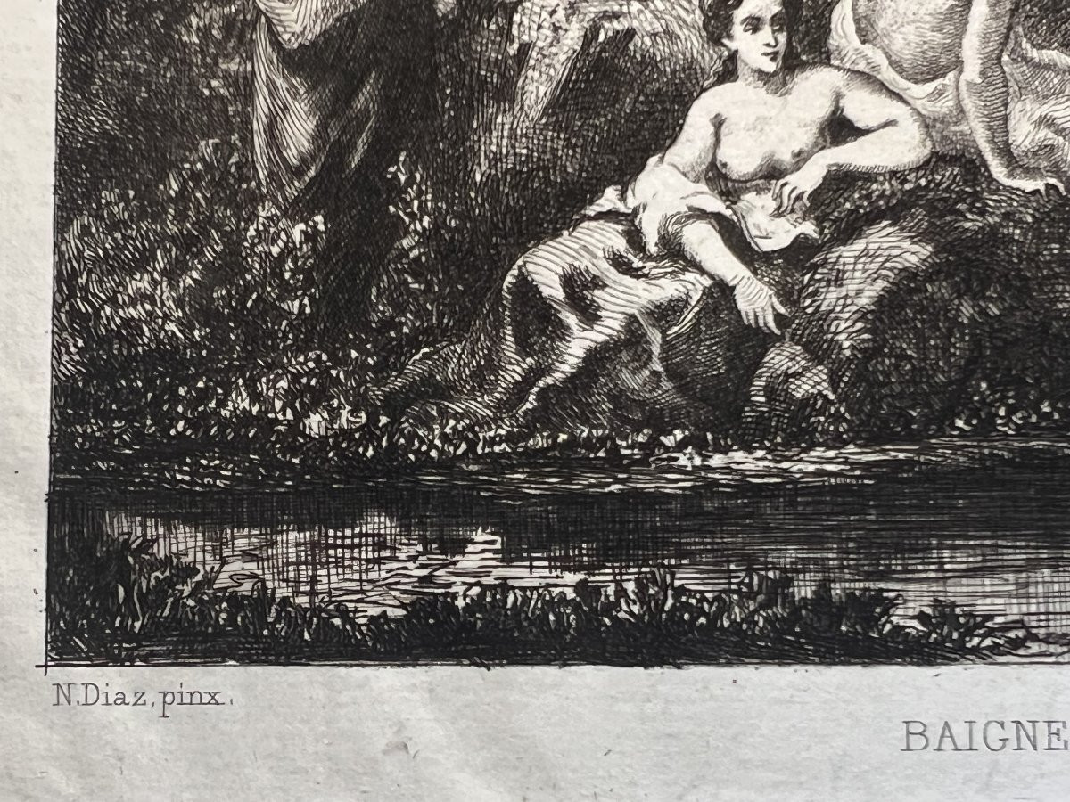 A.-P. Martial (Adolphe-Martial Potémont, dit) d'après Narcisse Diaz, Baigneuses, eau-forte-photo-1