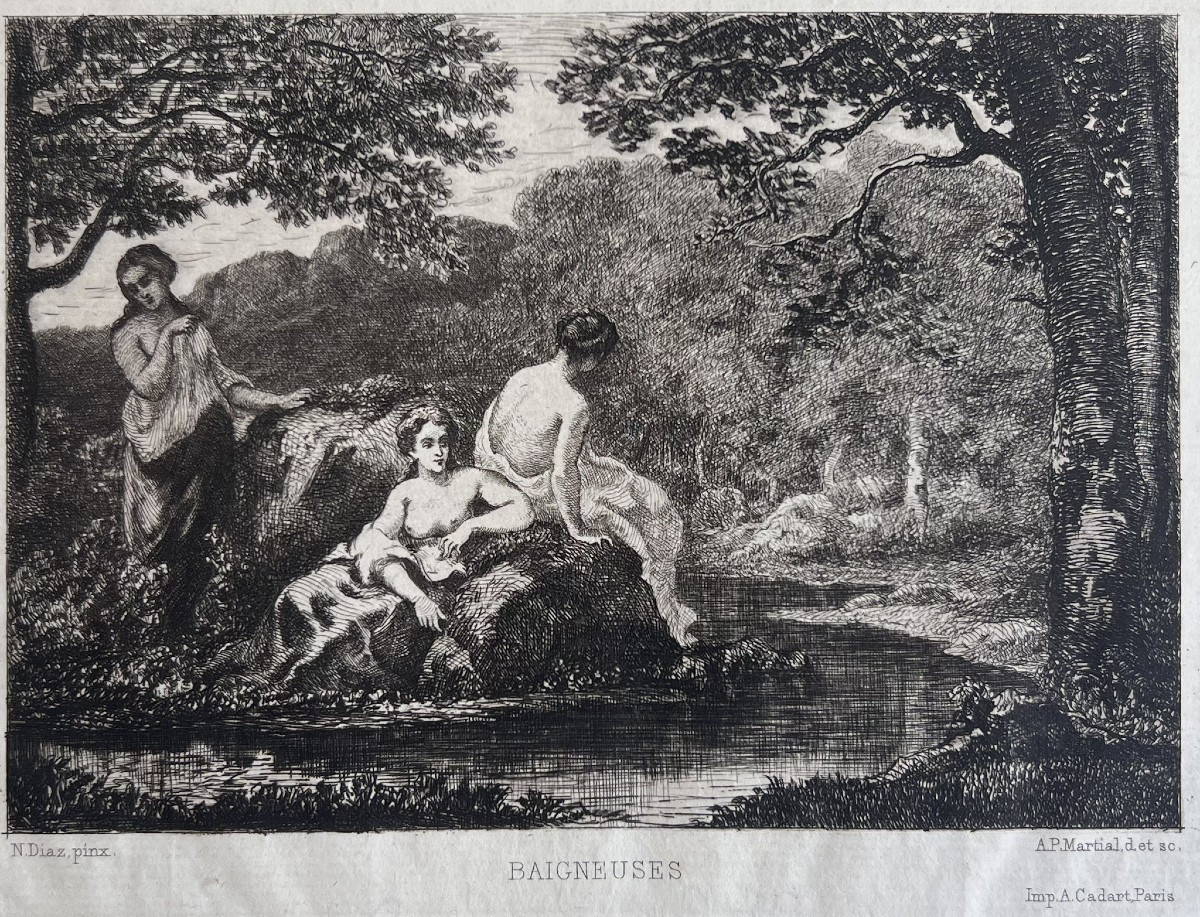 A.-P. Martial (Adolphe-Martial Potémont, dit) d'après Narcisse Diaz, Baigneuses, eau-forte