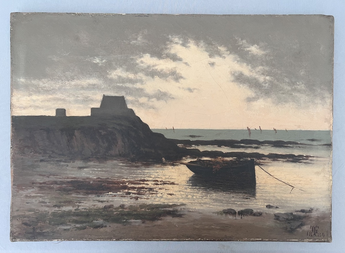 Fort Bloqué près de Lorient  - Huile sur toile monogrammée et datée 1884-photo-2