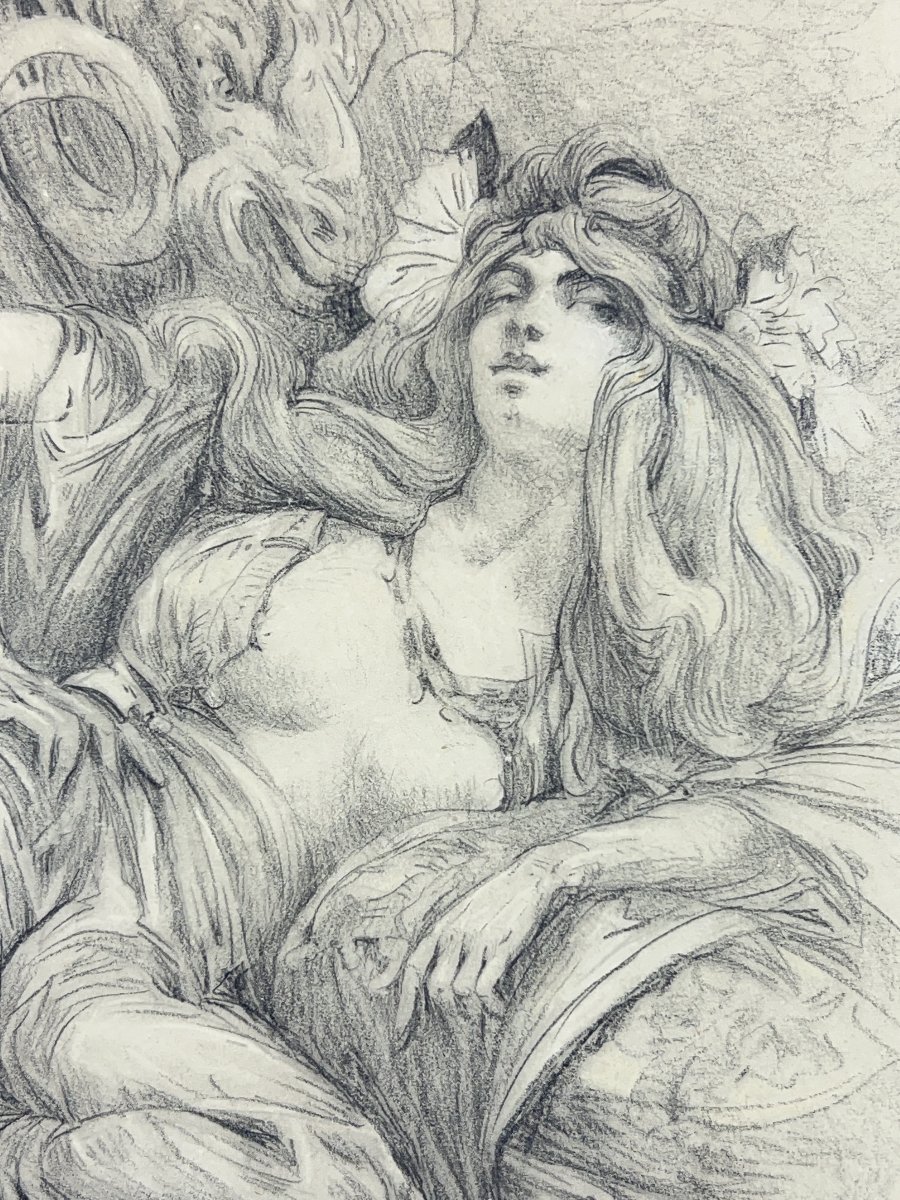 Georges CLAIRIN - Figure féminine et tête de bélier - dessin-photo-3