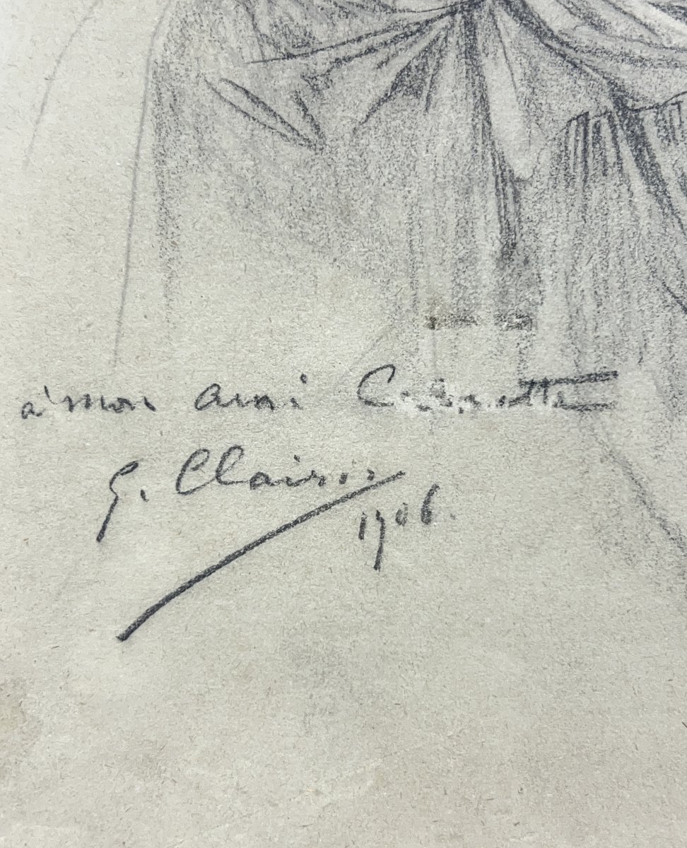 Georges CLAIRIN - Figure féminine et tête de bélier - dessin-photo-1