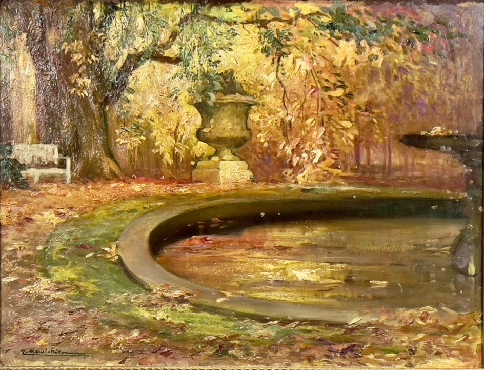 Pierre Marcel-Béronneau (1869-1937) - Le Bassin du parc en automne - Huile sur panneau