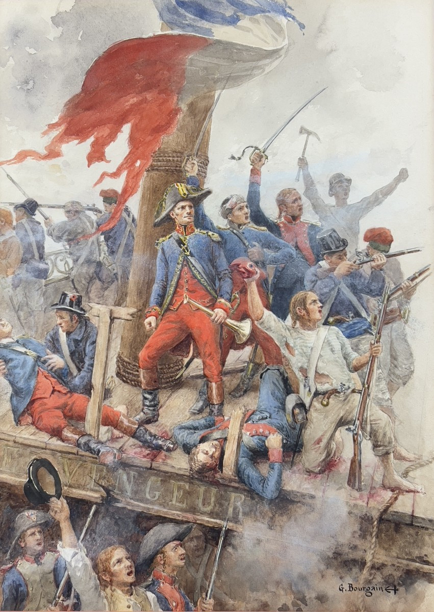 Gustave Bourgain (1856-1918) - Le Vengeur - Watercolor On Paper-photo-2