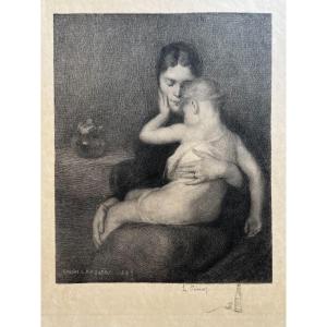 Lucien Pénat -  "L’Enfant malade" d’après Eugène Carrière - Eau-forte