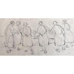 ANONYME (Fin XIXe-début XXe), Danse bretonne, dessin