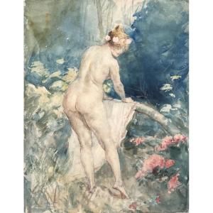 Antoine Calbet (1860-1942) - Femme Nue De Dos - Aquarelle Et Crayon Sur Papier