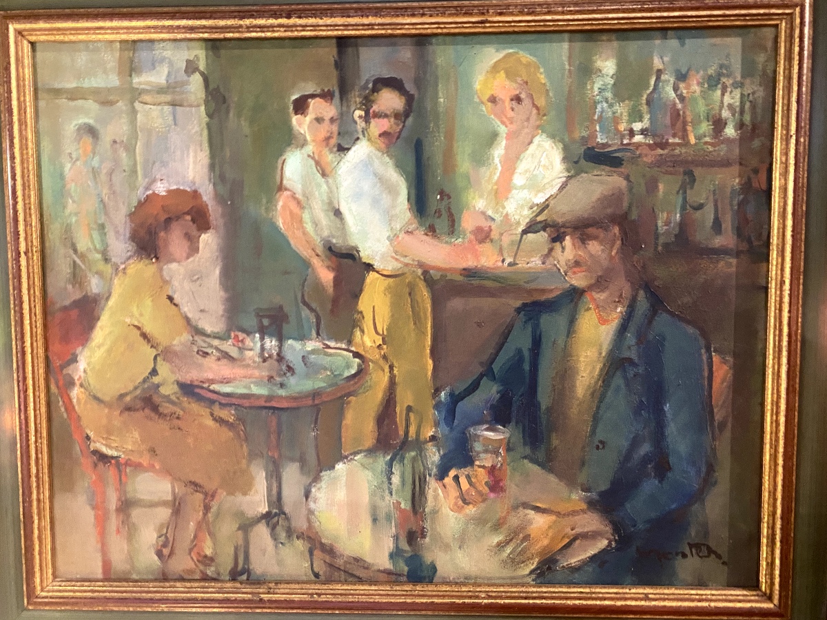 Maurice Montet (1905-1997) - Café Scene - Oil On Panel 