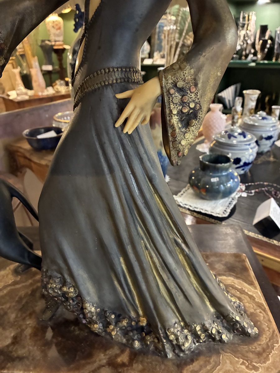 Scultpure Art déco 1930 - Elégante au dogue allemand - G.Gori-photo-2