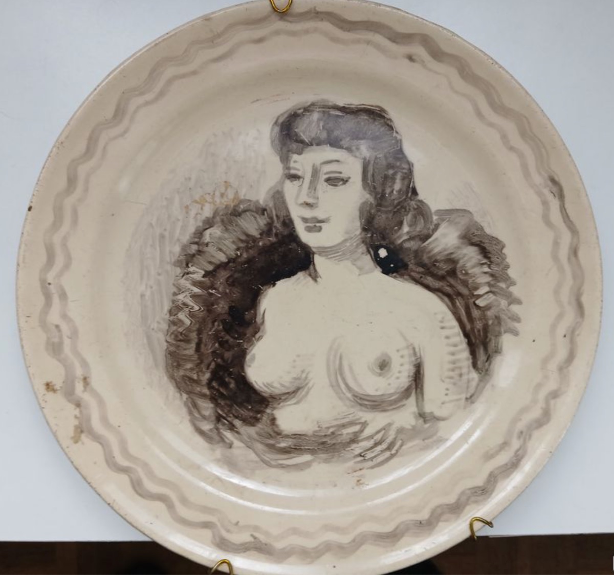 RARE ASSIETTE PEINTE PAR RENÉ BESSET – 1952