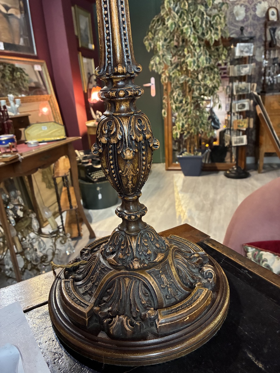 Large Carved And Patinated Wooden Table Lamp – Napoleon III Style – 19th Century-photo-3