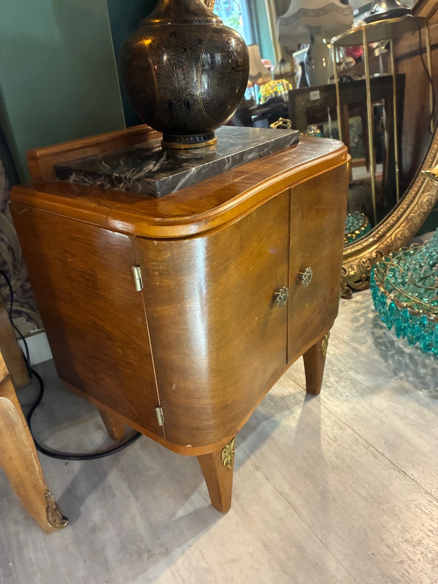 Meuble d'appoint Art déco en placage de noyer – Vers 1930-1940-photo-2