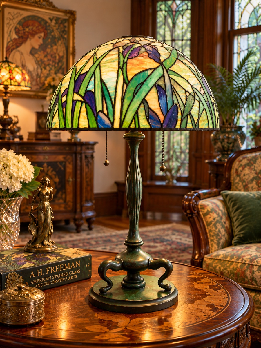 A.H FREEMAN - Lampe Américaine (1901-1910) (a travaillé pour Tiffany Studios NY) - H.59