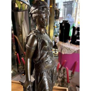 Eutrope BOURET (1833-1906) DIT BOURETY - Figure féminine orientalisante à l’éventail – Bronze