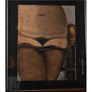 Marie-Thérèse BOURRAT (LYON 1938) « Nu aux bas noirs »