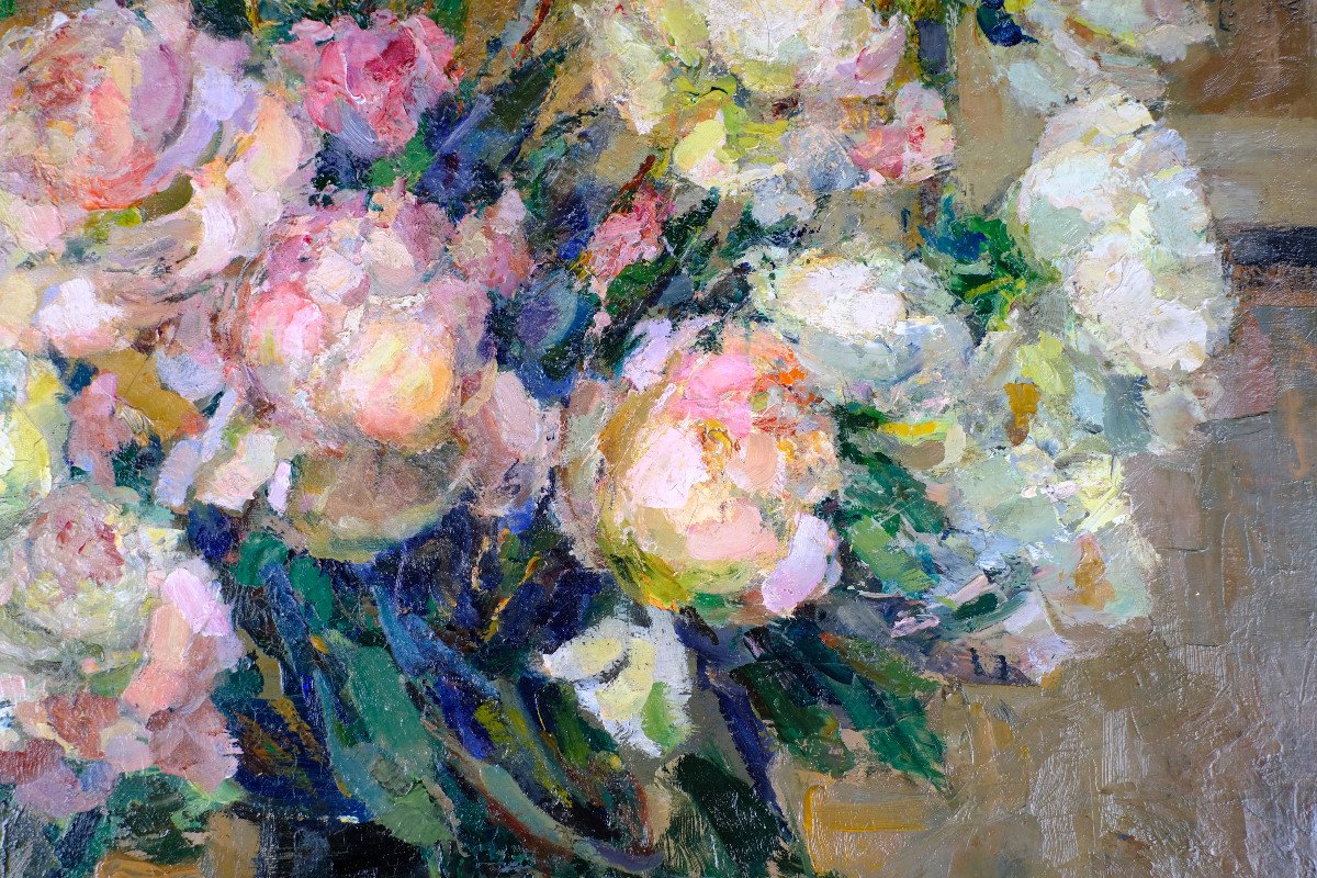Adrienne Feremans-warzee (1888-1965) - Bouquet Of Roses. Still Life. Post-impressionism. Hst-photo-7