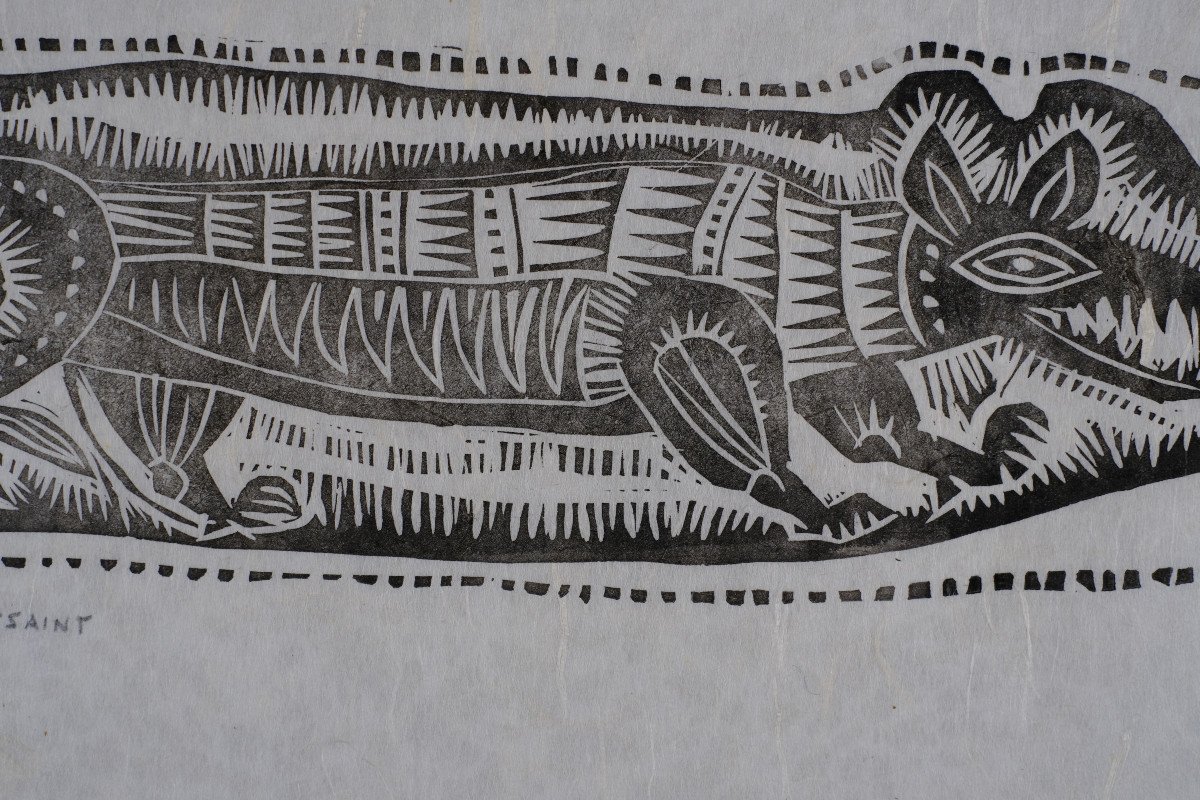 André Toussaint (1923-2006). Woodcut. "rat" Circa 1958.1950's.-photo-3