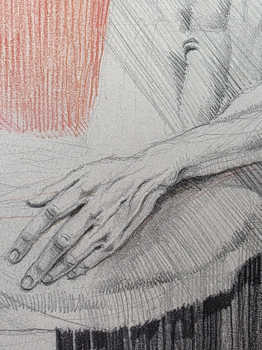 André Toussaint (1923-2006). Dessin Technique Mixte.circa 1986."enigme" Surréalisme.guépard-photo-7
