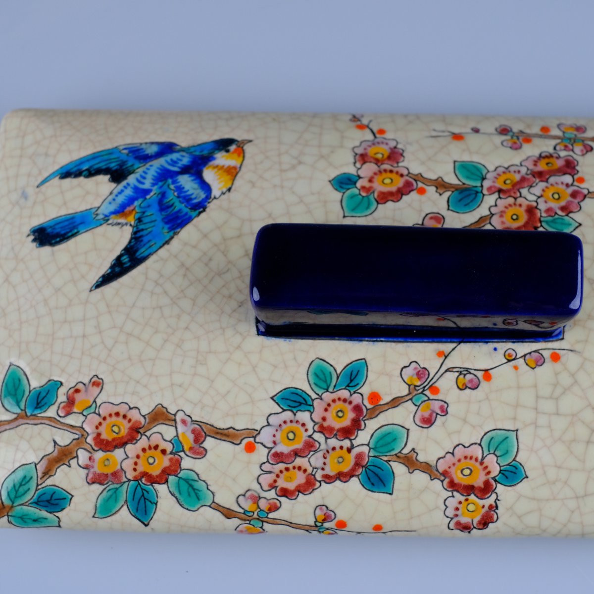 Longwy Grande Boite à Biscuits Ou Gâteaux. Décors Aux Oiseaux Art Déco.-photo-7