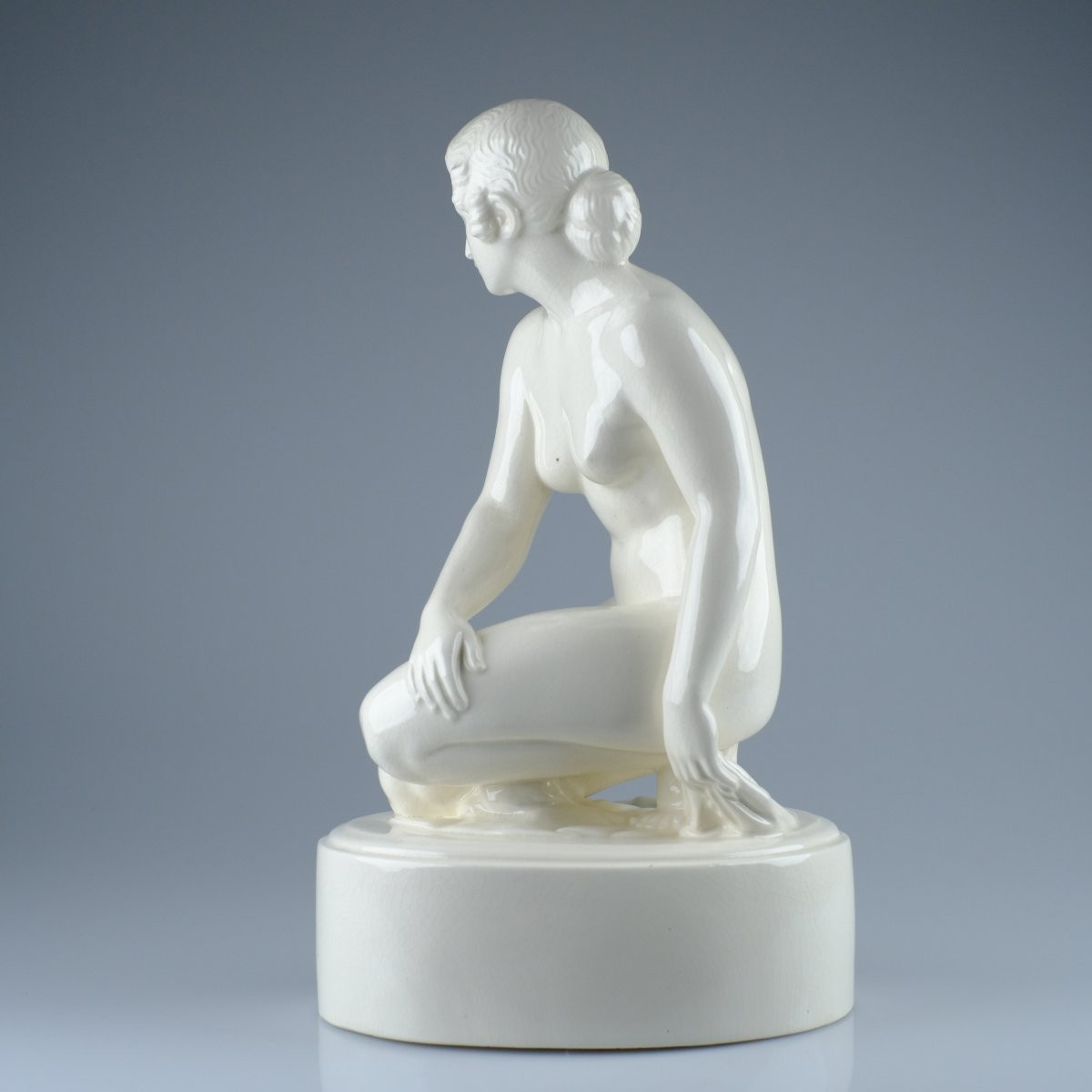 Paul Lindau, Art Deco Cracked Ceramic. Naiad. Female Nude.-photo-1