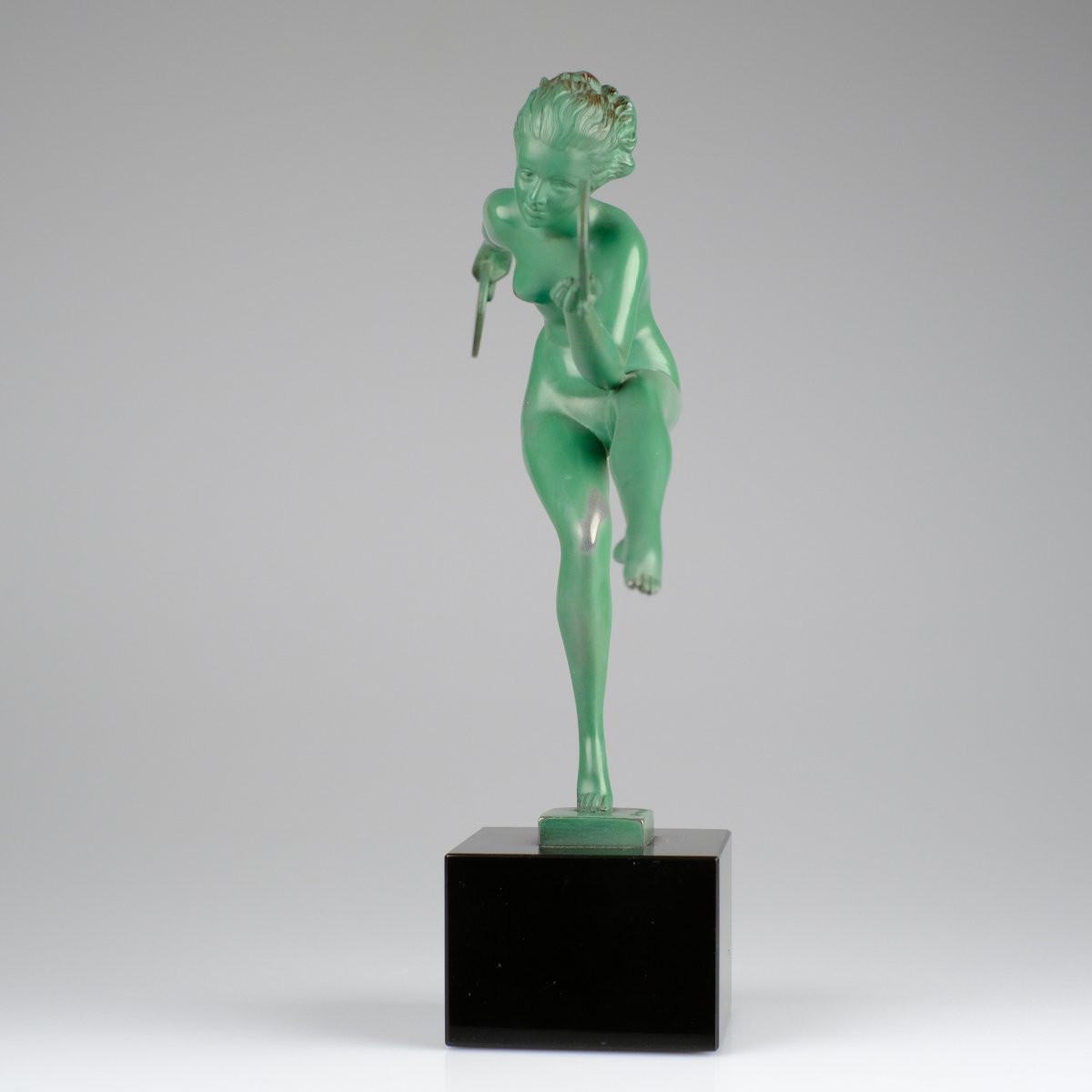 Art Déco Danseuse païenne signée Derenne pour Marcel Bouraine.Max Le Verrier .Nu féminin.-photo-1