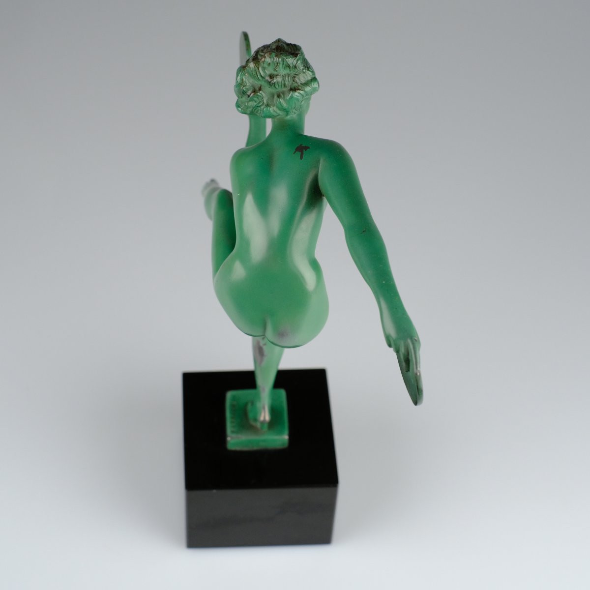 Art Déco Danseuse païenne signée Derenne pour Marcel Bouraine.Max Le Verrier .Nu féminin.-photo-3