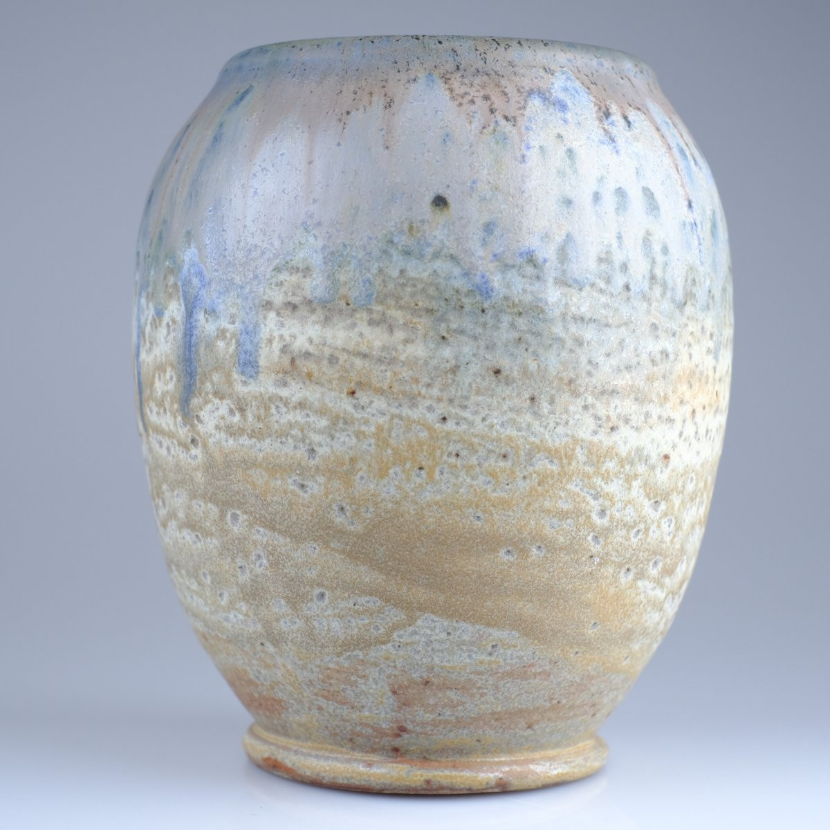 Maurice Pitot (20th Century). Stoneware Vase With Shades Of Blue, Art Deco Period. Vintage Design-photo-2