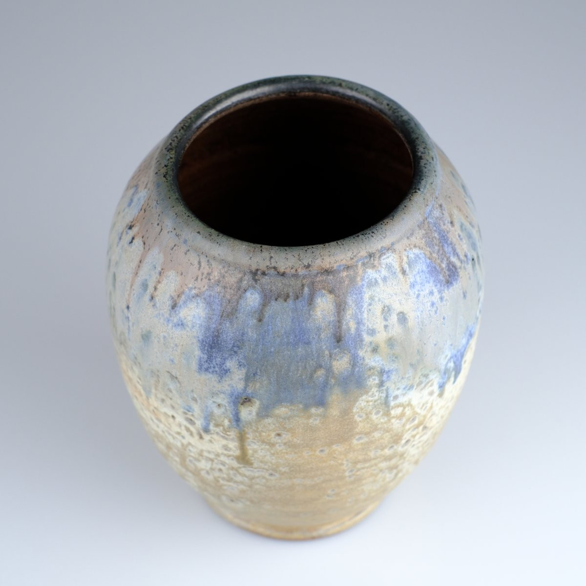 Maurice Pitot (20th Century). Stoneware Vase With Shades Of Blue, Art Deco Period. Vintage Design-photo-1