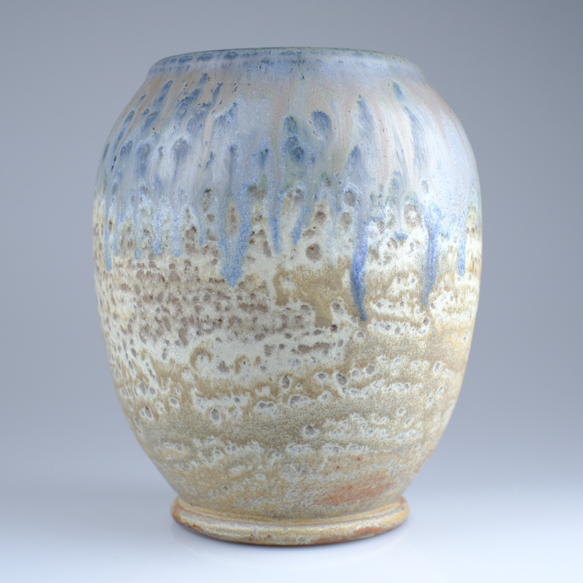Maurice Pitot (20th Century). Stoneware Vase With Shades Of Blue, Art Deco Period. Vintage Design