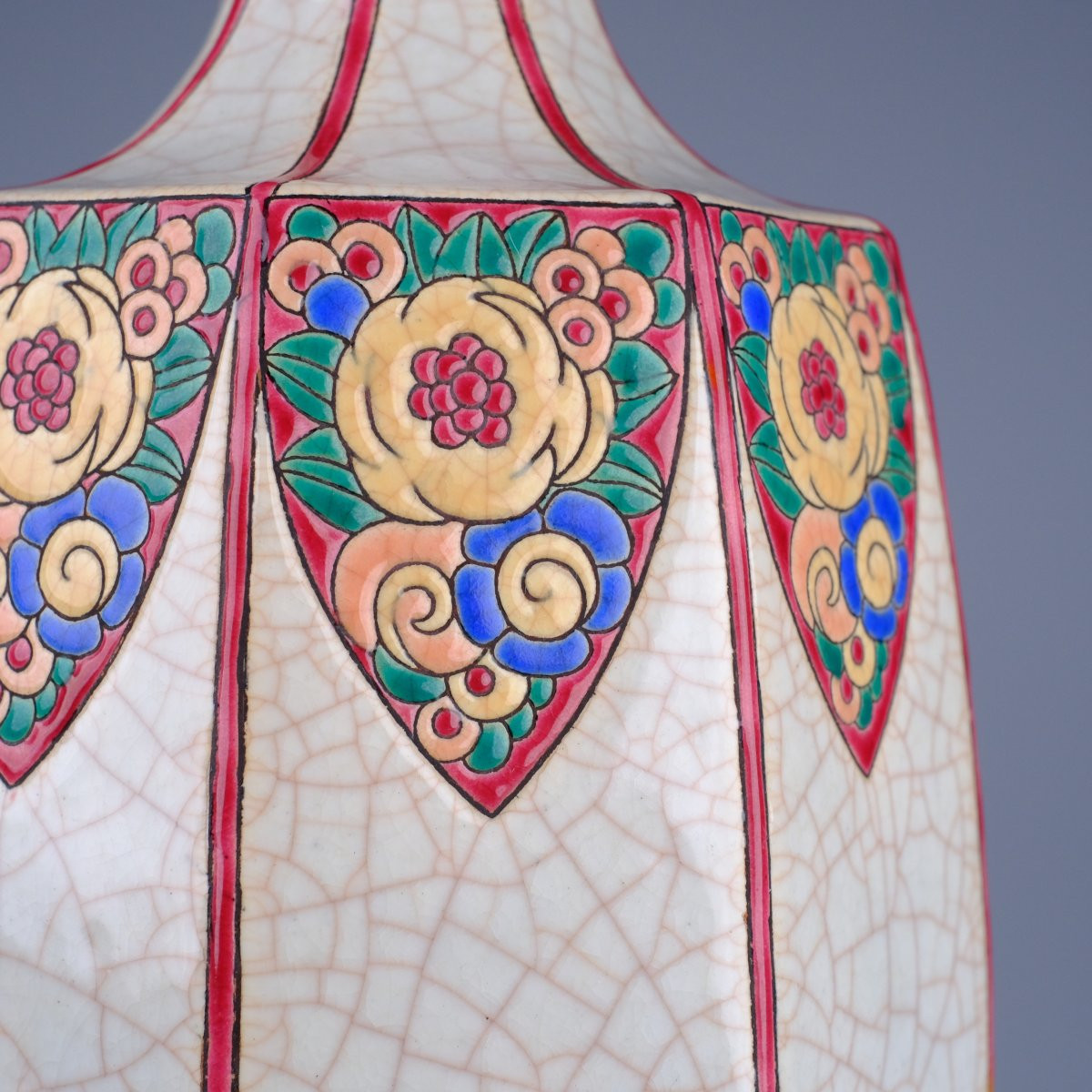 Grand vase Art Déco Emaux de Longwy. Circa 1934. D 5016.Att.Maurice-Paul CHEVALLIER -photo-1