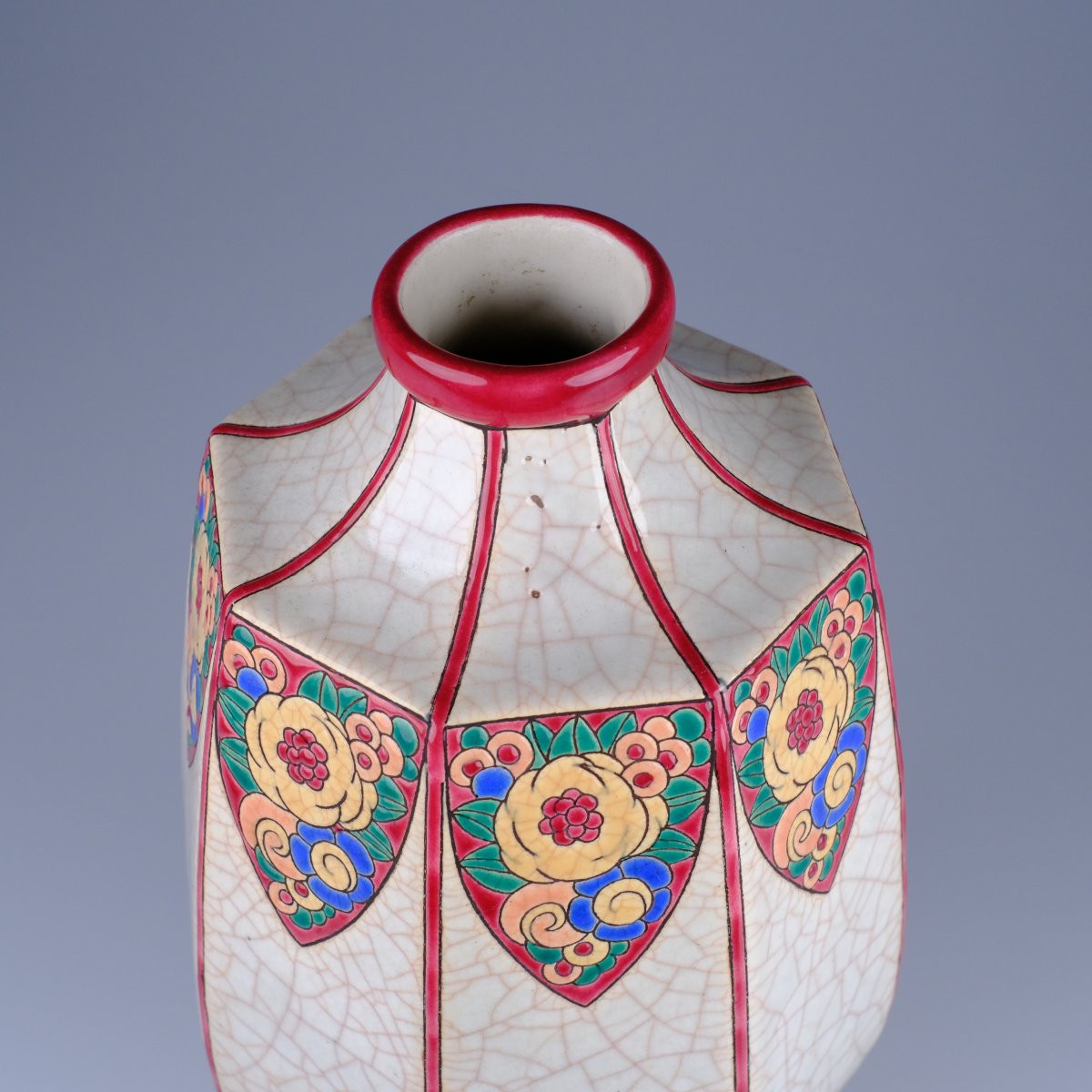 Grand vase Art Déco Emaux de Longwy. Circa 1934. D 5016.Att.Maurice-Paul CHEVALLIER -photo-2