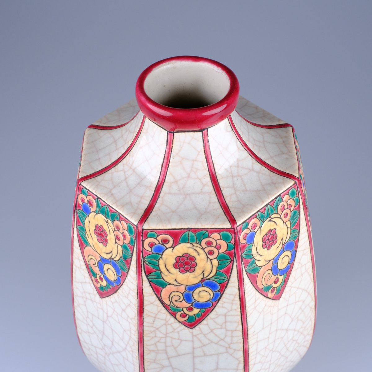 Grand vase Art Déco Emaux de Longwy. Circa 1934. D 5016.Att.Maurice-Paul CHEVALLIER -photo-3