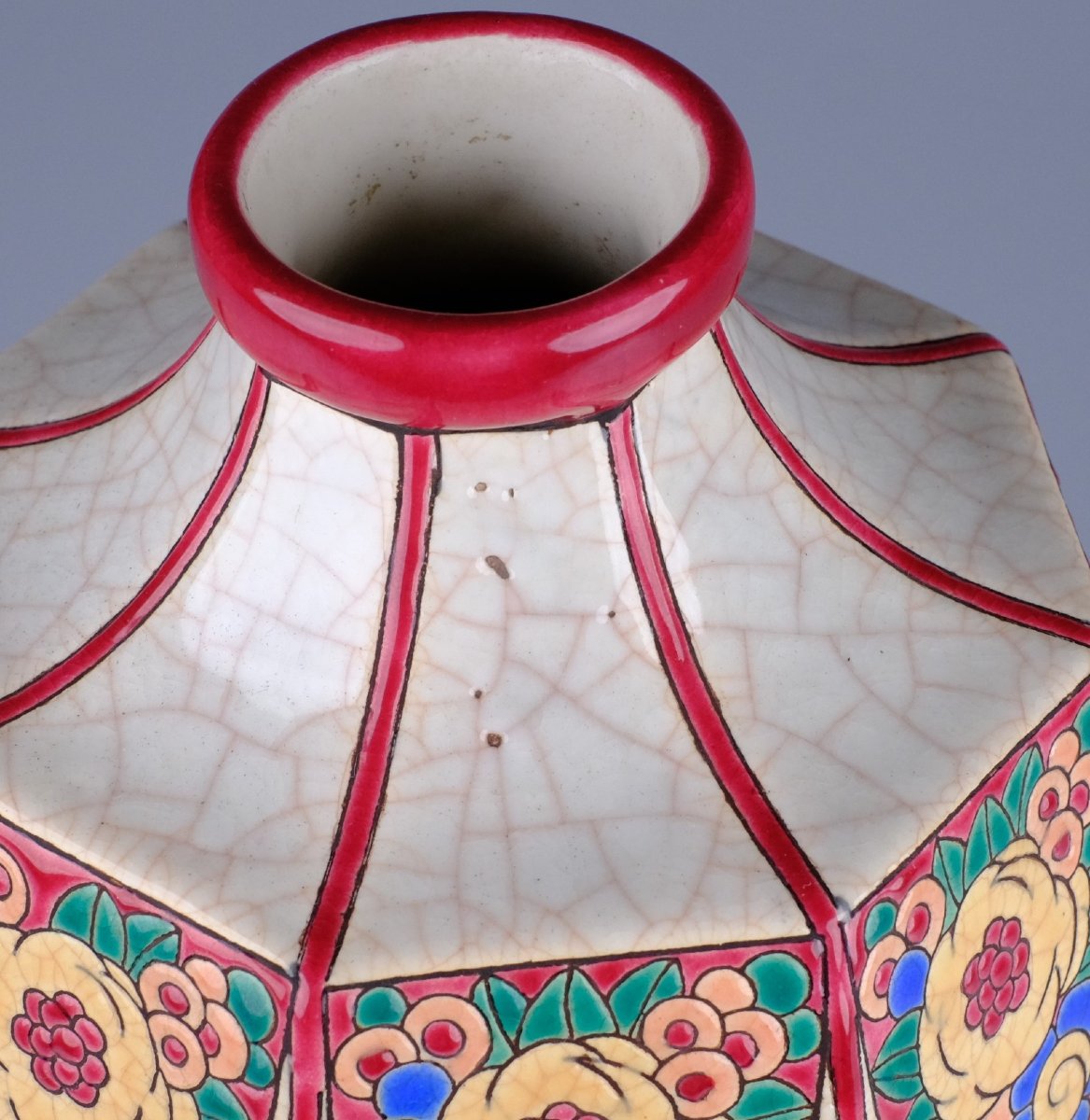 Grand vase Art Déco Emaux de Longwy. Circa 1934. D 5016.Att.Maurice-Paul CHEVALLIER -photo-5