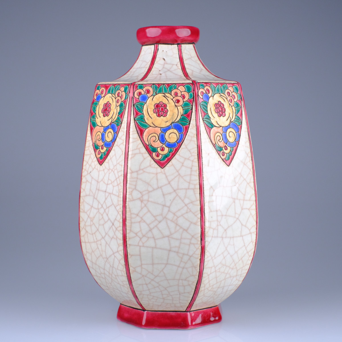 Grand vase Art Déco Emaux de Longwy. Circa 1934. D 5016.Att.Maurice-Paul CHEVALLIER 