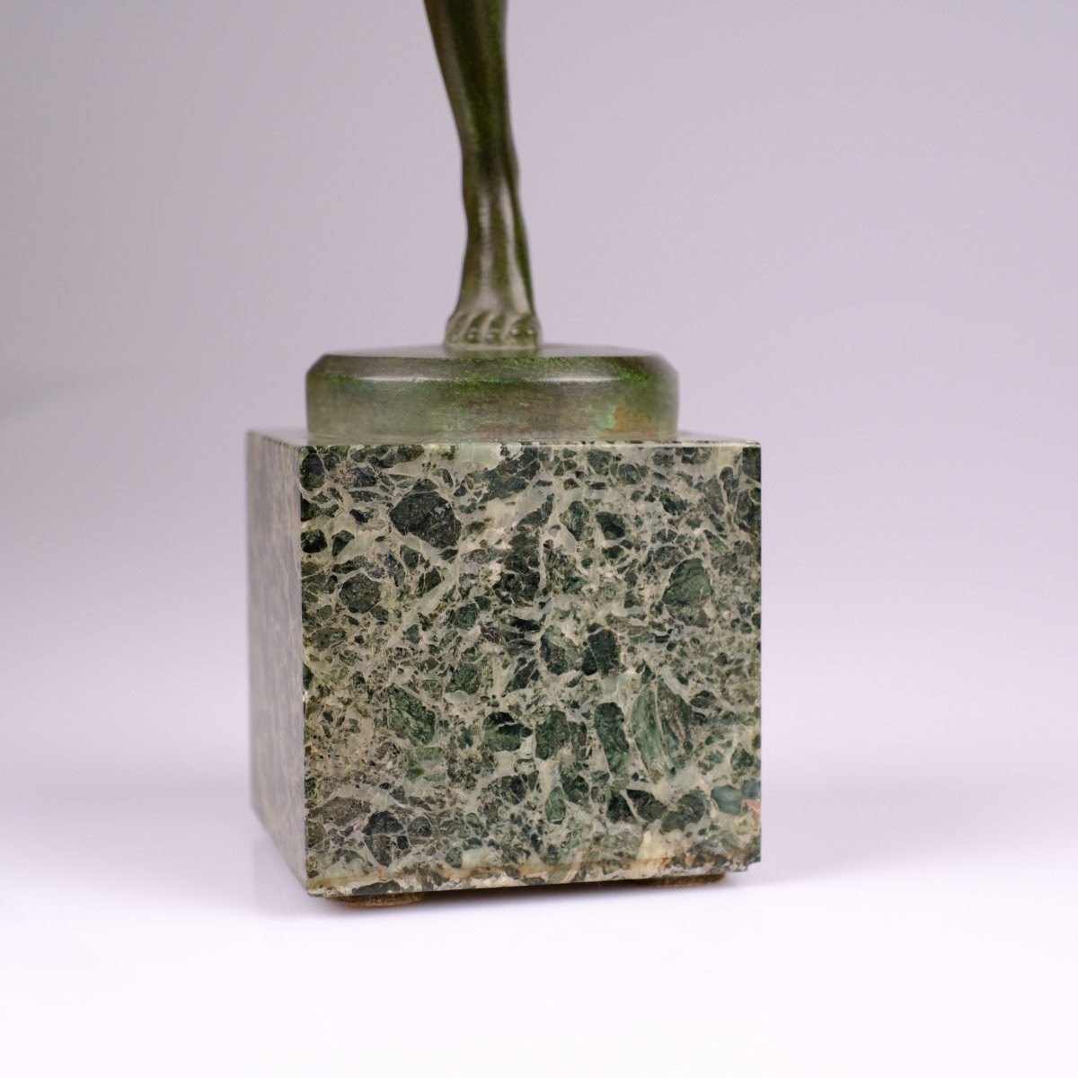  Léonildo Giannoni (1880-1951)- Baccante —art Deco Bronze With Green Patina On Green Marble.-photo-7