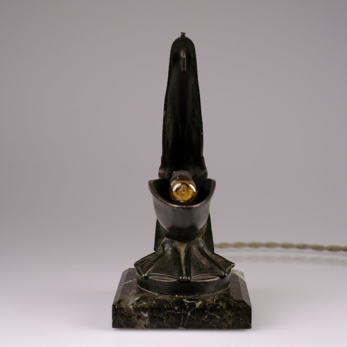 Max Le Verrier. Art Deco Pelican Lamp Holder, Circa 1925. Pocket Watch Holder.-photo-2