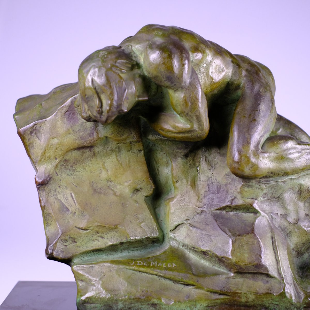 Johan DE MAEGT (1906 - 1987). Imposant Bronze: "La force" Nu masculin.-photo-3