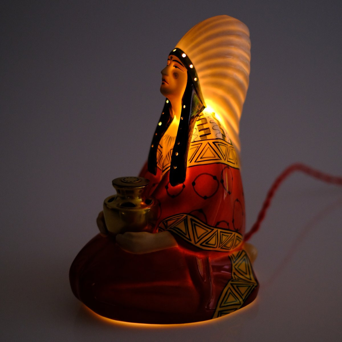 Lampe brûle parfum indien en porcelaine. Art Déco.1930. Henri Delcourt.Boulogne-sur-Mer.-photo-4