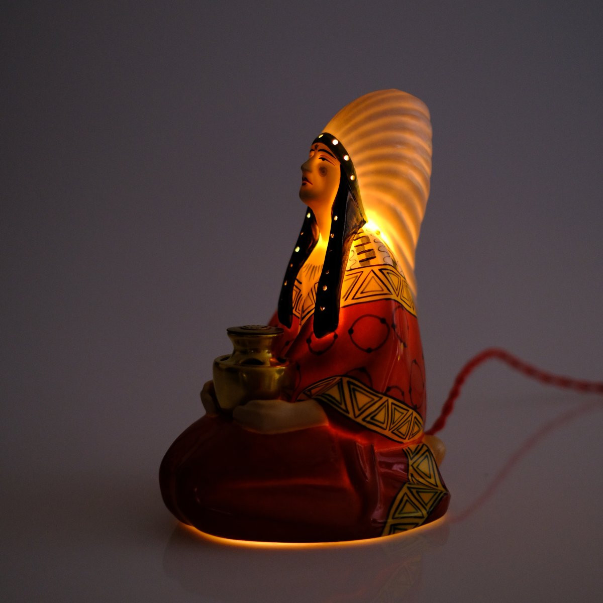 Lampe brûle parfum indien en porcelaine. Art Déco.1930. Henri Delcourt.Boulogne-sur-Mer.-photo-7
