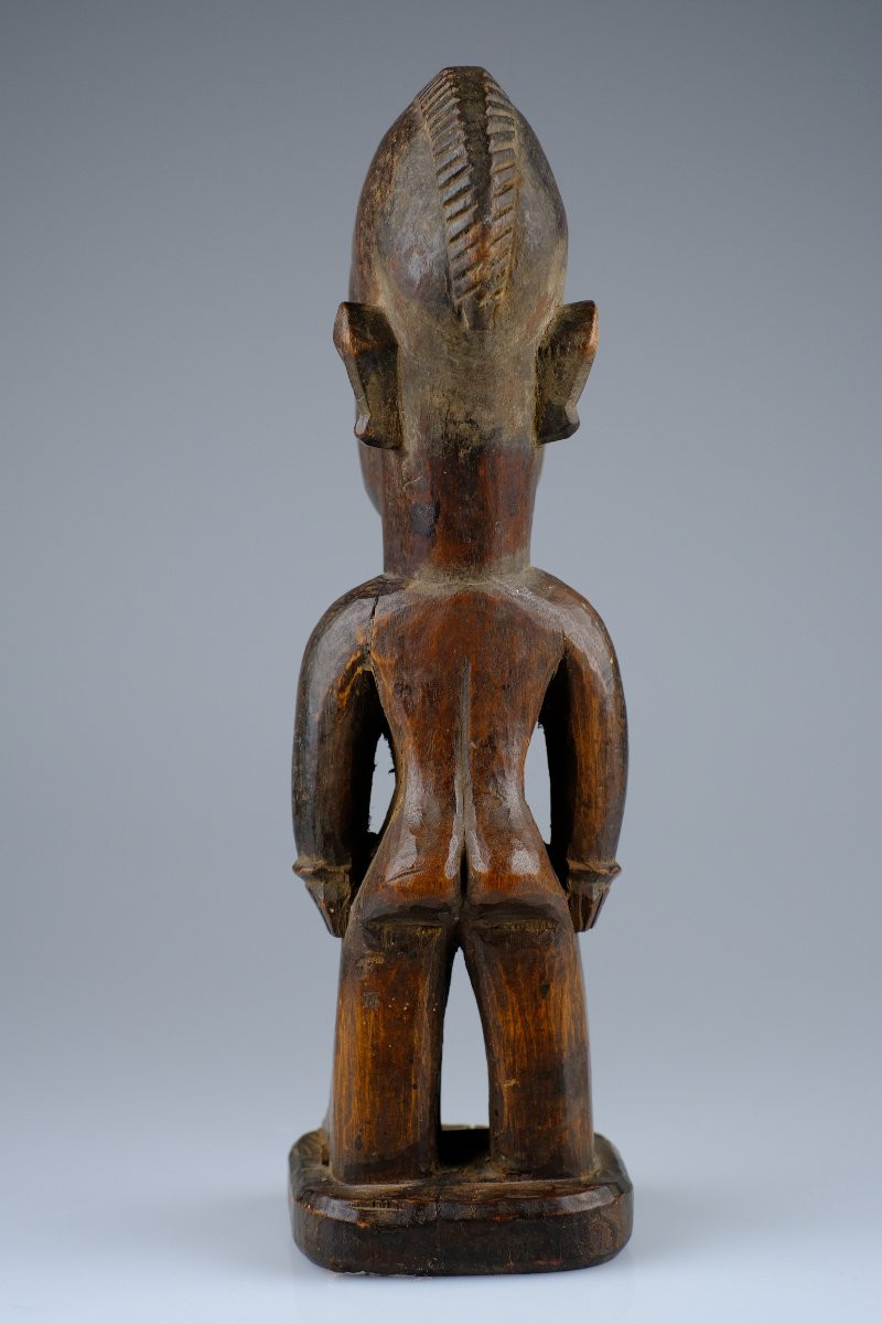 Ancienne statuette Jumeau Ibeji Yoruba, Nigeria ("fer" aux pieds d'esclave). Art Africain.-photo-4