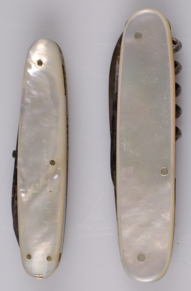 Lot Of 2 Antique Pocket Knives With A Mechanism — Mother-of-pearl — Thiers Cutlery? - Corkscrew.-photo-3