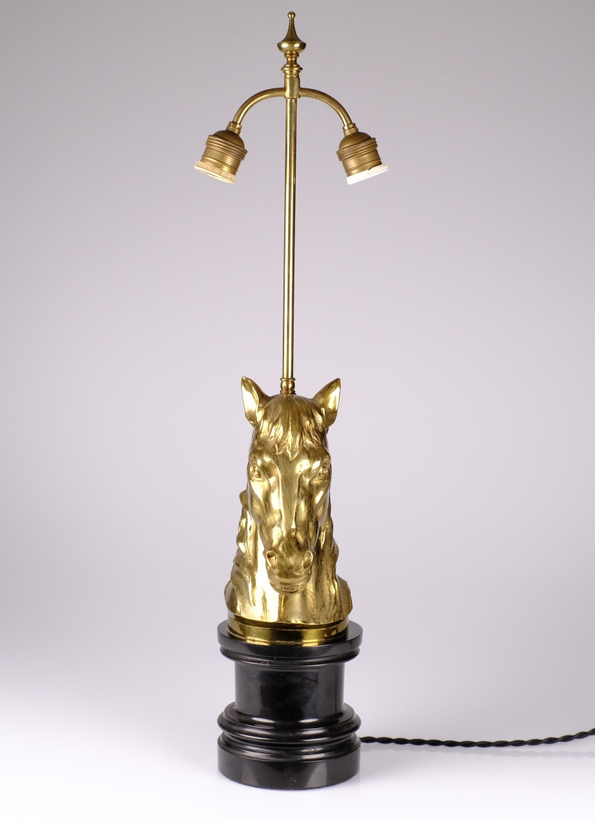 Lampe de table Maison Charles tête de Cheval. Cavalier d'échec.Hollywood Regency. Design 50-60-photo-3