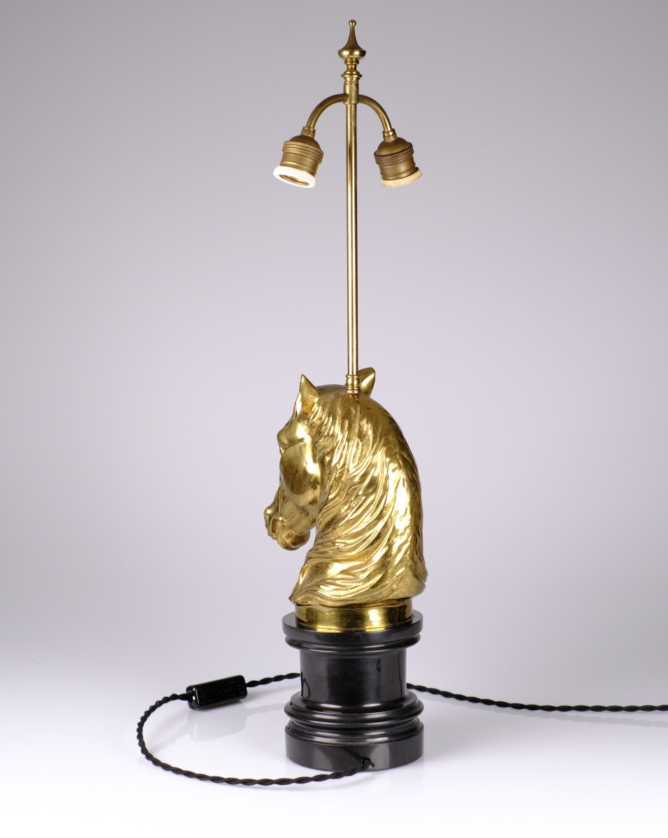 Lampe de table Maison Charles tête de Cheval. Cavalier d'échec.Hollywood Regency. Design 50-60-photo-5