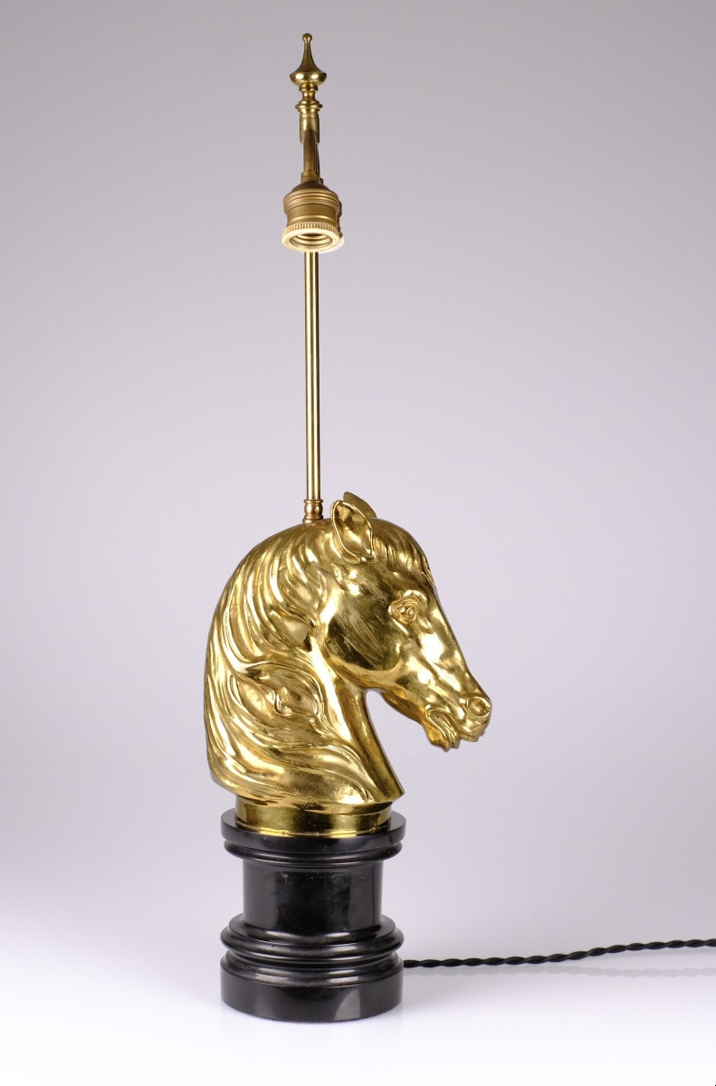 Lampe de table Maison Charles tête de Cheval. Cavalier d'échec.Hollywood Regency. Design 50-60-photo-8