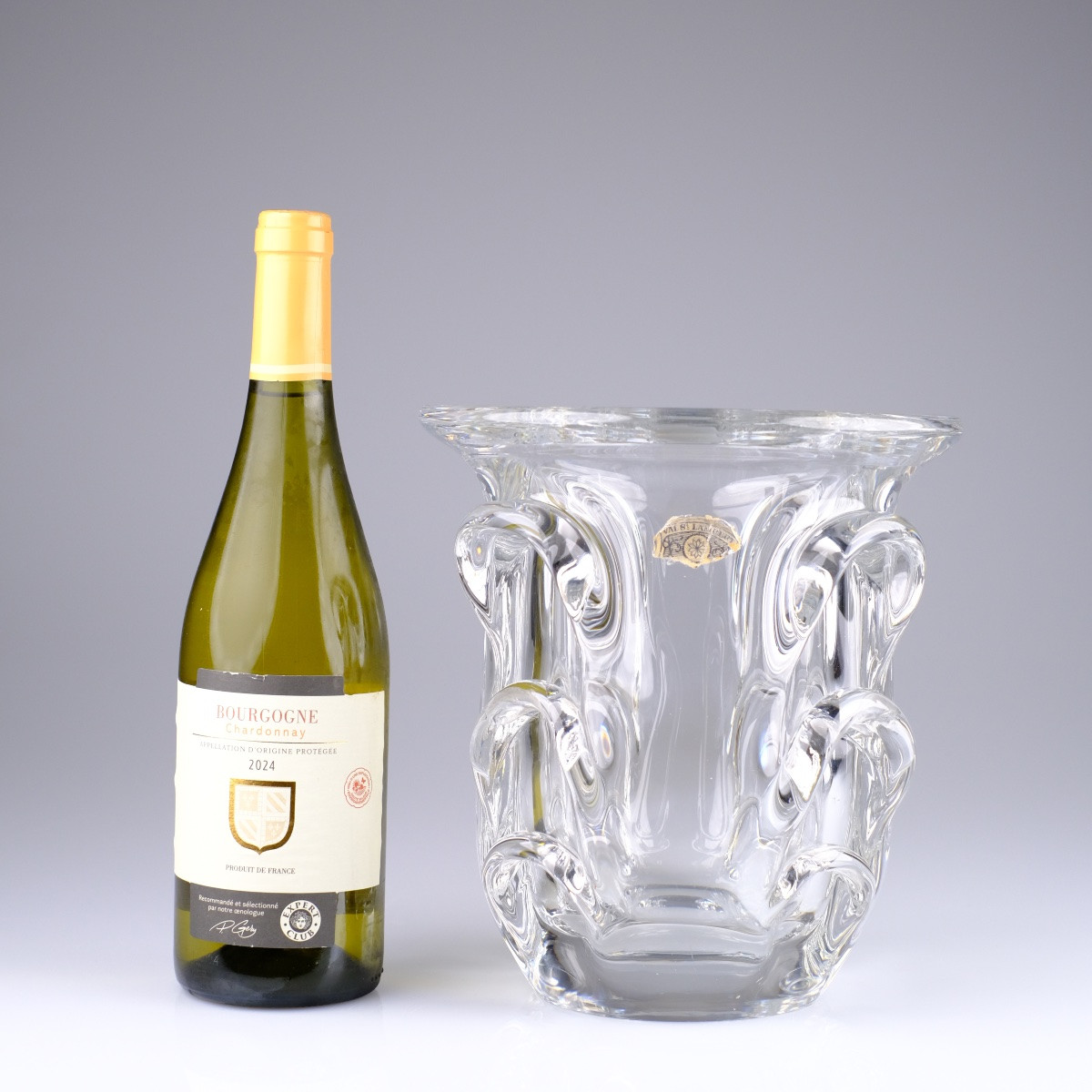 Antonio - Guido Bon / Val Saint Lambert, Champagne Bucket - Crystal Vase, Ca 1950-1960-photo-5