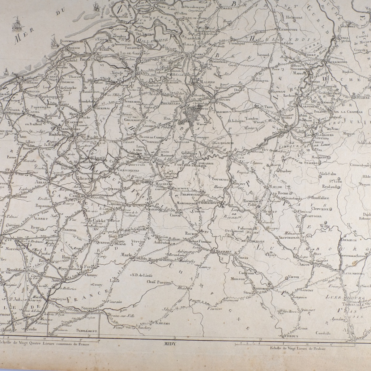 J-B de Bouge (1757-1833) & Jeanne Maillart (XVIII ème). Carte Belgique, Luxembourg, Pays-Bas.-photo-4