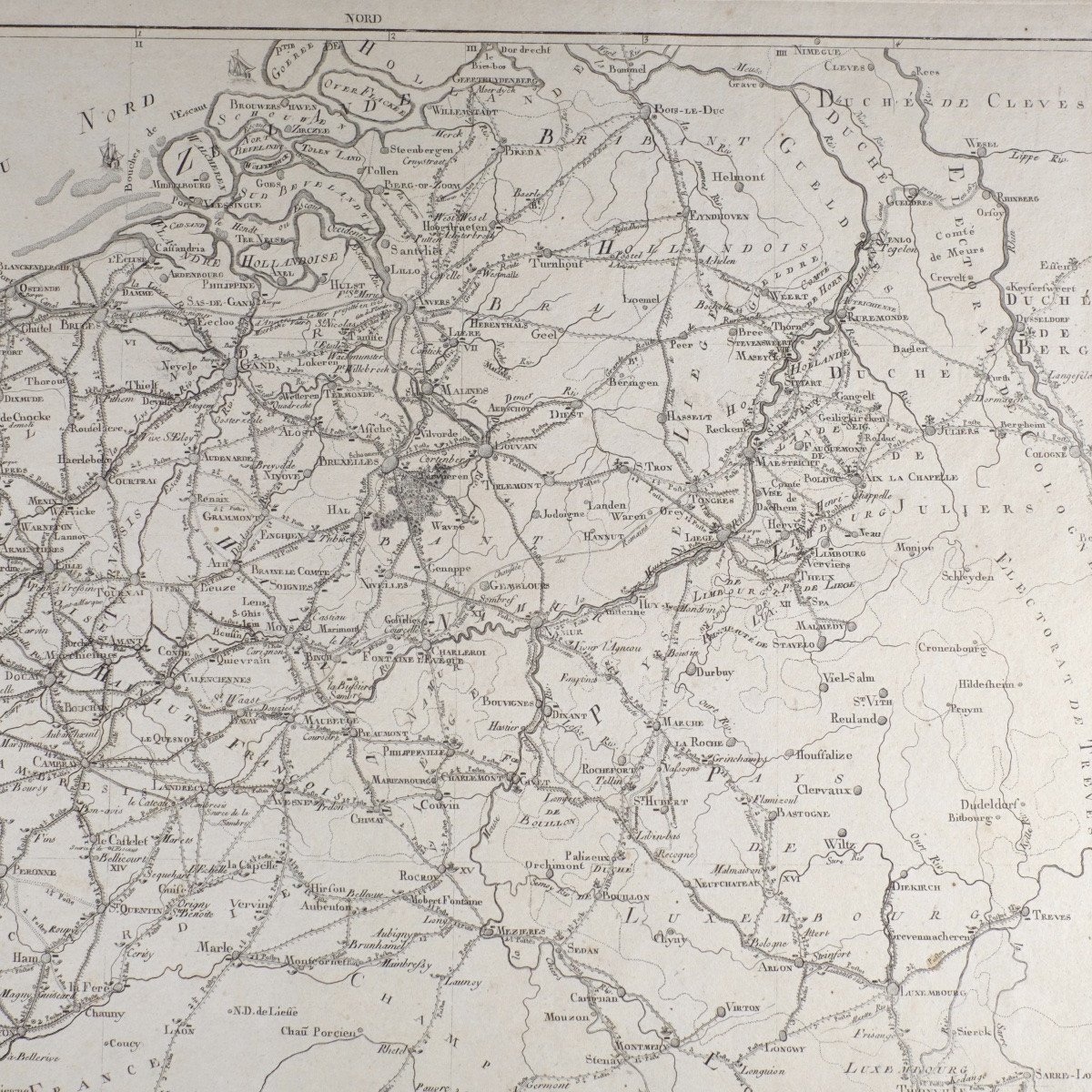 J-B de Bouge (1757-1833) & Jeanne Maillart (XVIII ème). Carte Belgique, Luxembourg, Pays-Bas.-photo-2