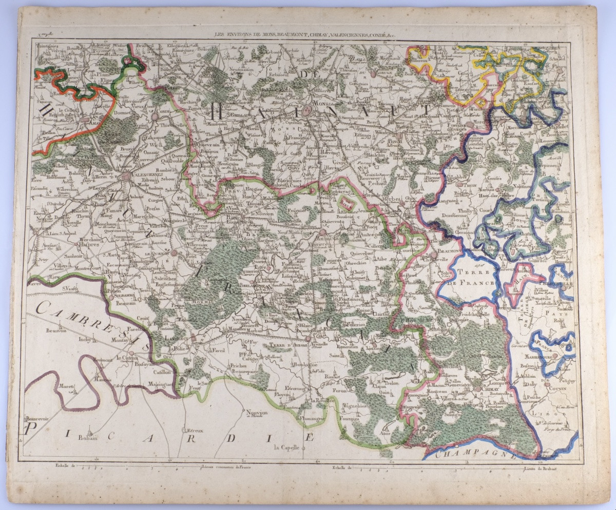 J-B DE BOUGE (1757-1833) & JEANNE MAILLART (XVIII ÈME). CARTE de MONS, CHIMAY,VALENCIENNE,CONDE-photo-2