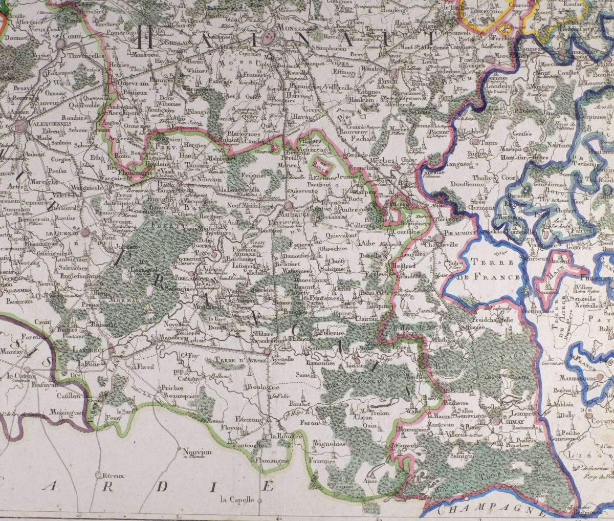 J-B DE BOUGE (1757-1833) & JEANNE MAILLART (XVIII ÈME). CARTE de MONS, CHIMAY,VALENCIENNE,CONDE-photo-4