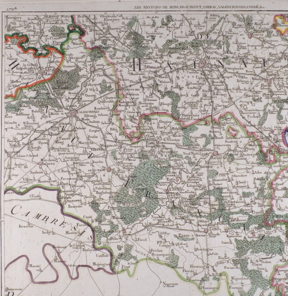 J-B DE BOUGE (1757-1833) & JEANNE MAILLART (XVIII ÈME). CARTE de MONS, CHIMAY,VALENCIENNE,CONDE-photo-3